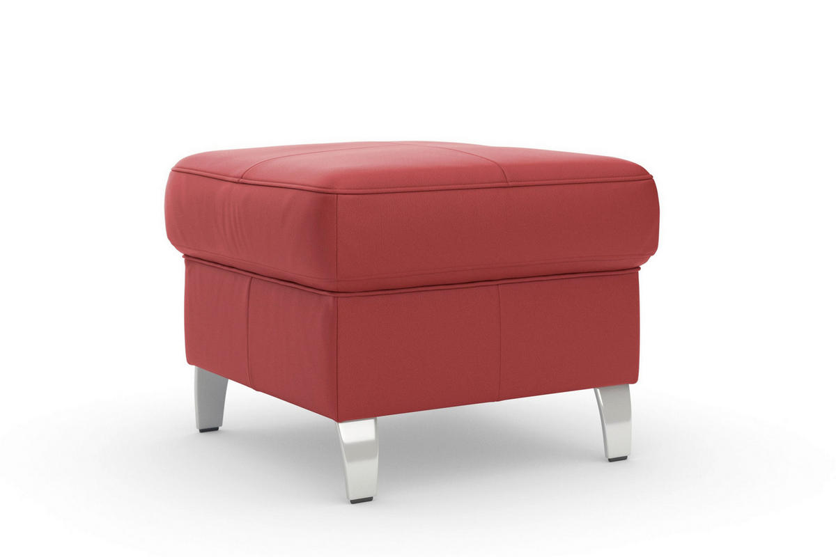 HOCKER ARNGAST E Echtleder Rot  - Chromfarben/Rot, Basics, Leder/Metall (58/48/58cm) - Sit & More
