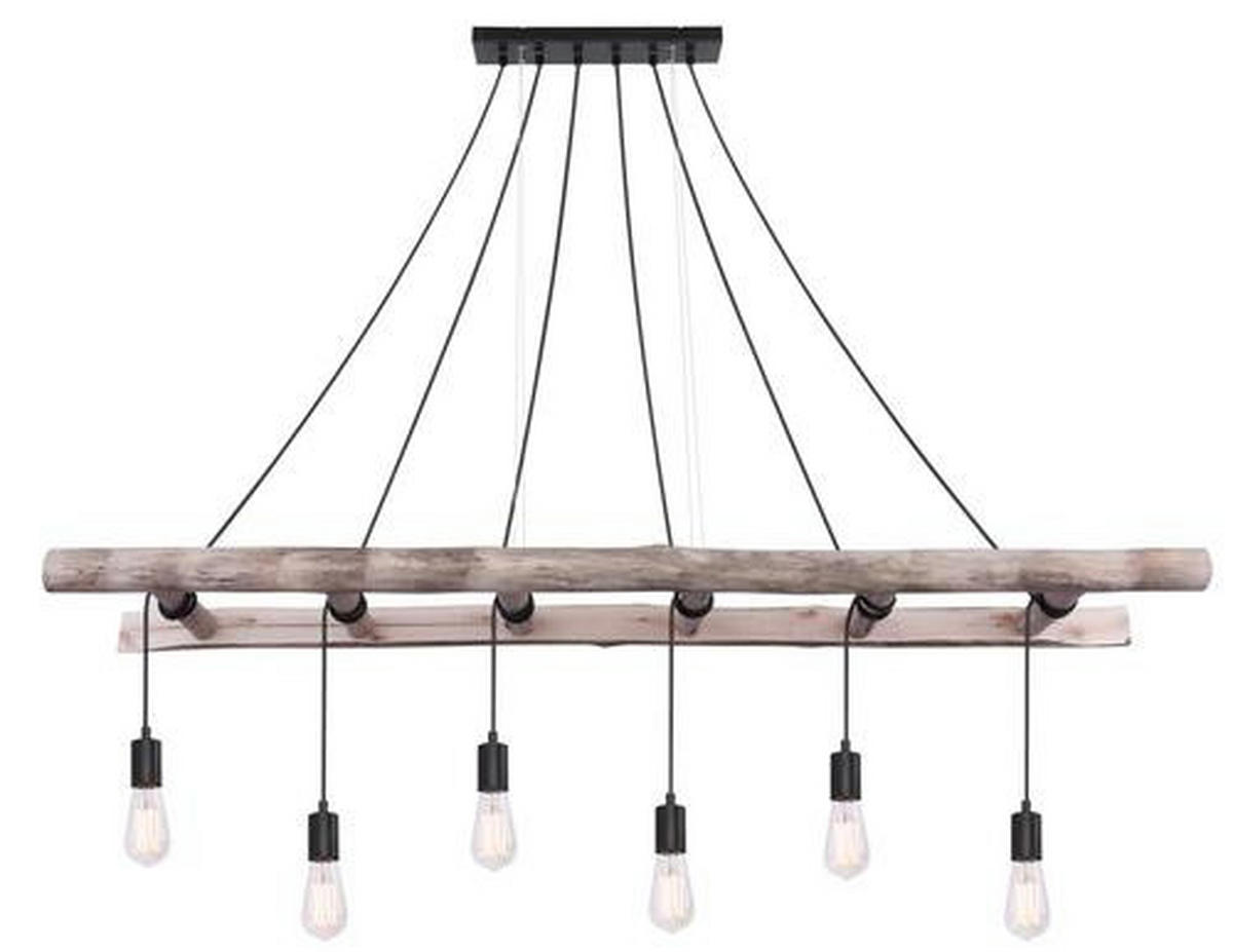 HÄNGELEUCHTE IRMGARD 160/30/192 cm   - Schwarz/Naturfarben, Design, Holz/Metall (160/30/192cm) - Globo