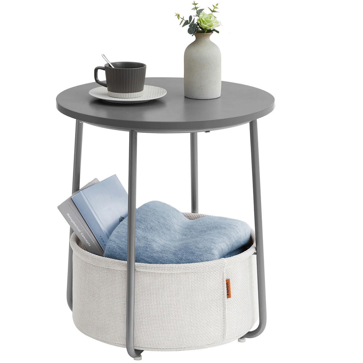 PRÍRUČNÝ STOLÍK, recyklované drevo, sivá, biela - sivá/biela, Design, kov/drevo (45/45/51cm) - Boxxx