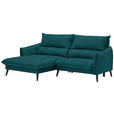 ECKSOFA in Velours Petrol  - Petrol/Schwarz, Design, Holz/Textil (170/238cm) - Carryhome