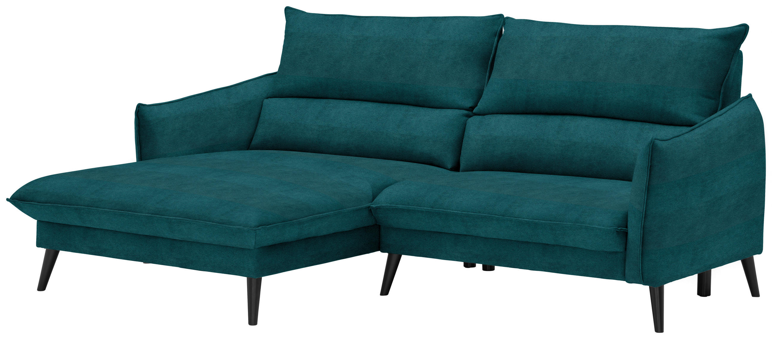 ECKSOFA Petrol Velours  - Petrol/Schwarz, Design, Holz/Textil (170/238cm) - Carryhome