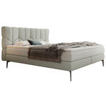 BOXSPRINGBETT 180/200 cm  in Grau, Hellgrau  - Hellgrau/Schwarz, Design, Leder/Textil (180/200cm) - Esposa