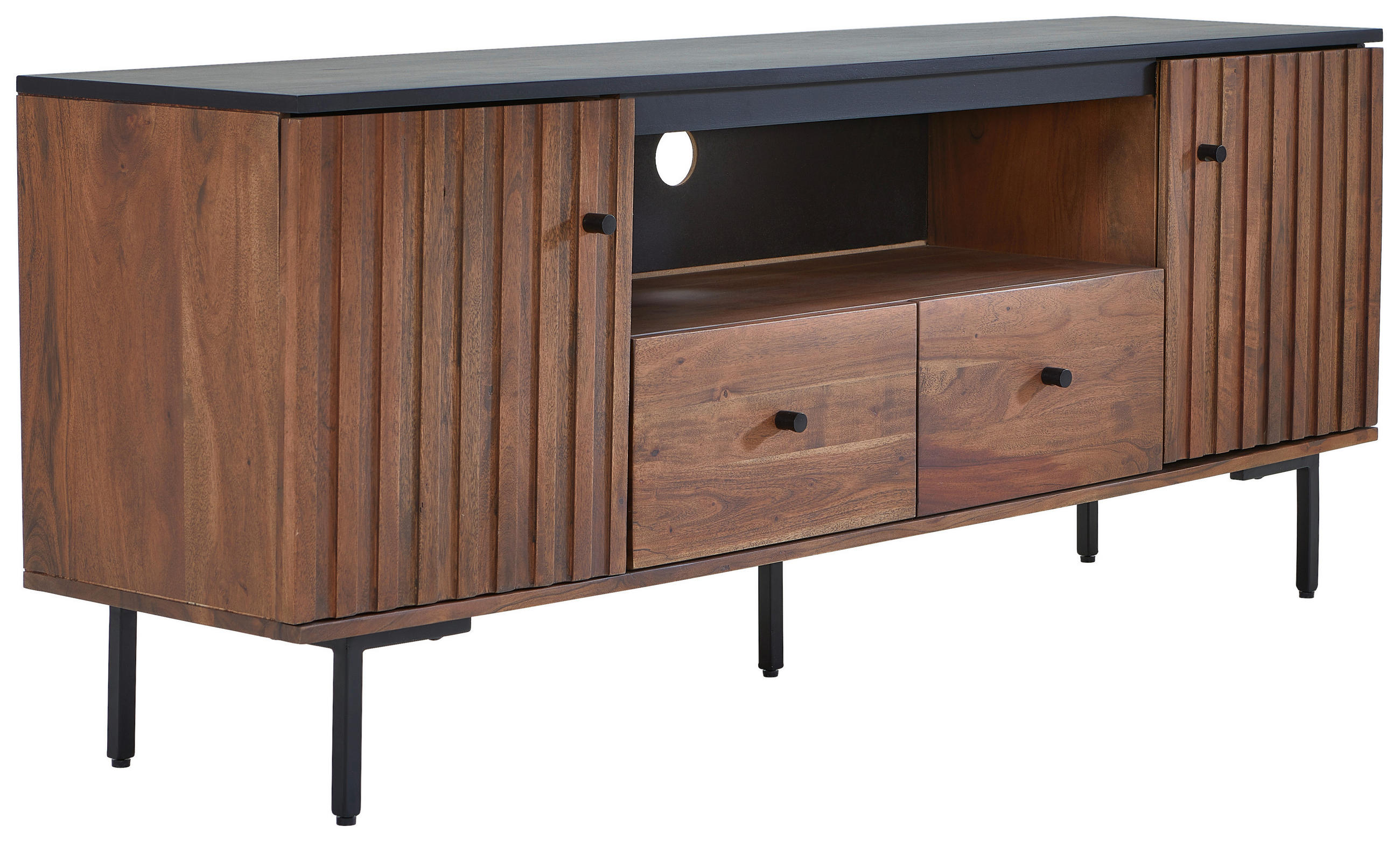 MID.YOU NÍZKA KOMODA, akácia, čierna, farba vlašského orecha, 165/65/40 cm