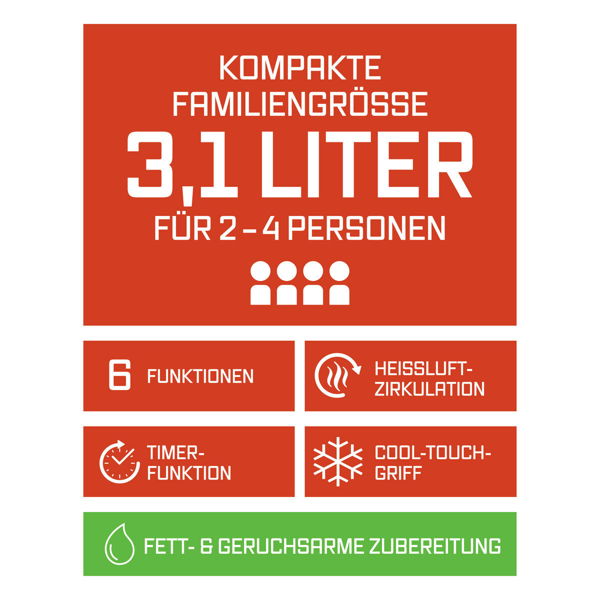 HEIßLUFTFRITTEUSE GOURMETmaxx 3,1 L  - Silberfarben/Schwarz, Basics, Kunststoff/Metall (29/22,5/29,5cm)
