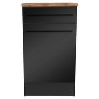 SPODNJA OMARICA S PREDALI - črna/barve hrasta, Basics, umetna masa/leseni material (50/90/60cm) - MID.YOU