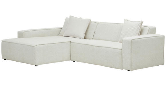 ECKSOFA in Chenille Creme  - Creme/Schwarz, KONVENTIONELL, Kunststoff/Textil (188/280cm) - Carryhome