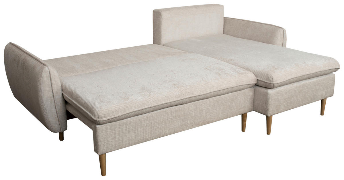 ECKSOFA in Chenille Perlmutt  - Buchefarben/Perlmutt, Konventionell, Holz/Textil (244/163cm) - Carryhome