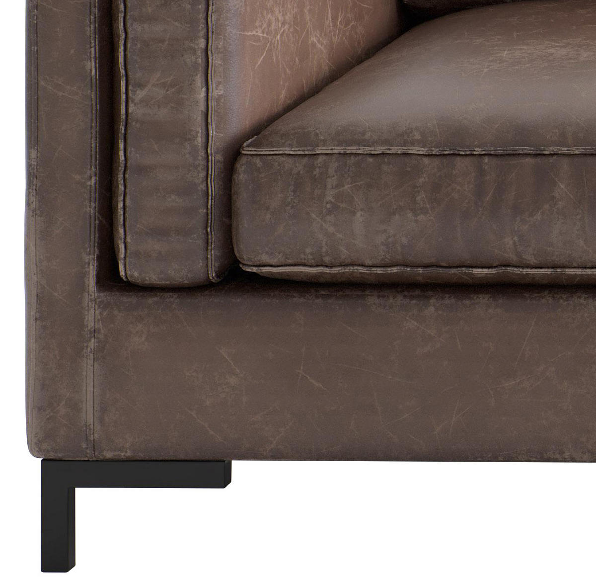 ECKSOFA Braun Lederlook, Flachgewebe  - Schwarz/Braun, Design, Textil/Metall (265/160cm) - Livetastic