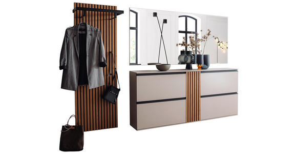 GARDEROBE 3-teilig  in 260/200/30 cm  - Eichefarben/Grau, Design, Holz/Holzwerkstoff (260/200/30cm) - Moderano