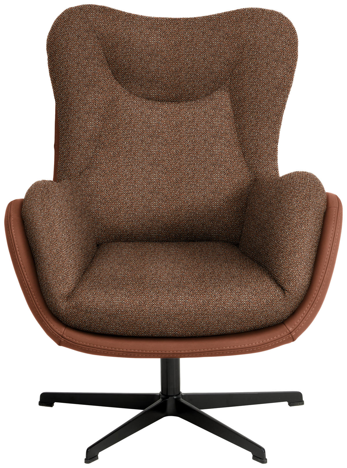 SESSEL in Chenille, Struktur Echtleder Kupferfarben  - Schwarz/Kupferfarben, Design, Leder/Textil (80/97/89cm) - Schöner Wohnen