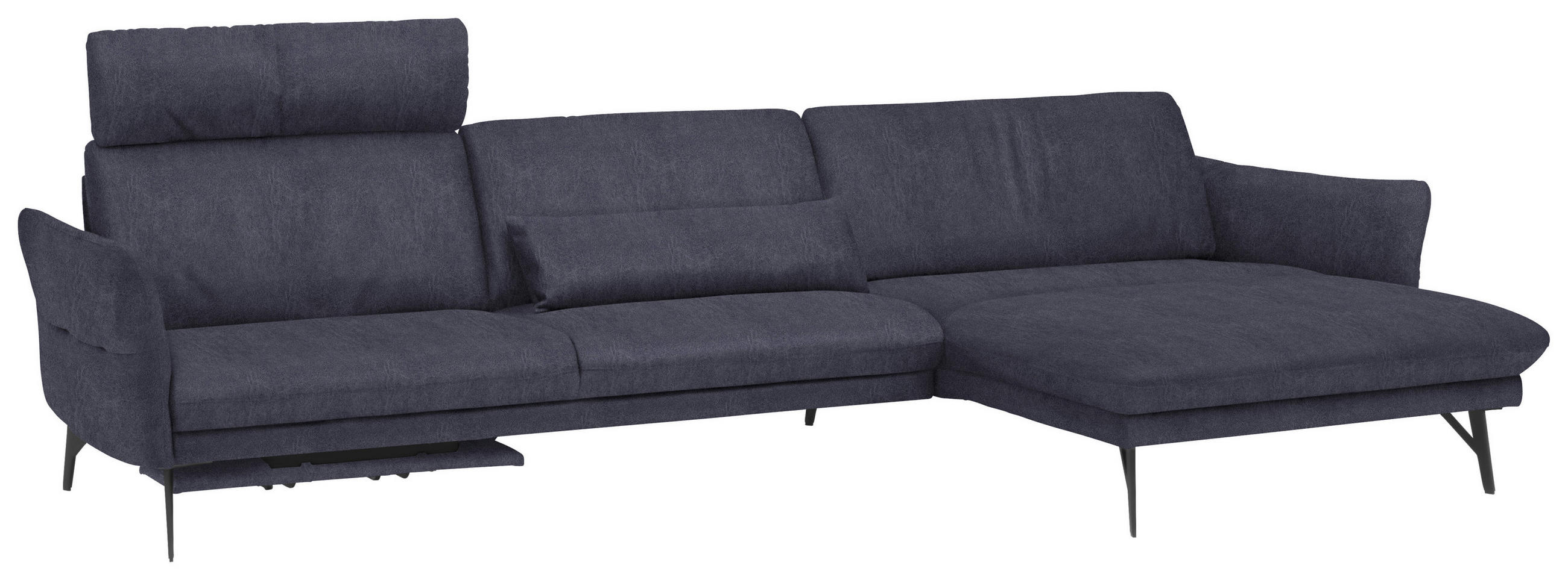 ECKSOFA Blau, Grau Lederlook  - Blau/Anthrazit, Design, Textil/Metall (330/174cm) - Himolla