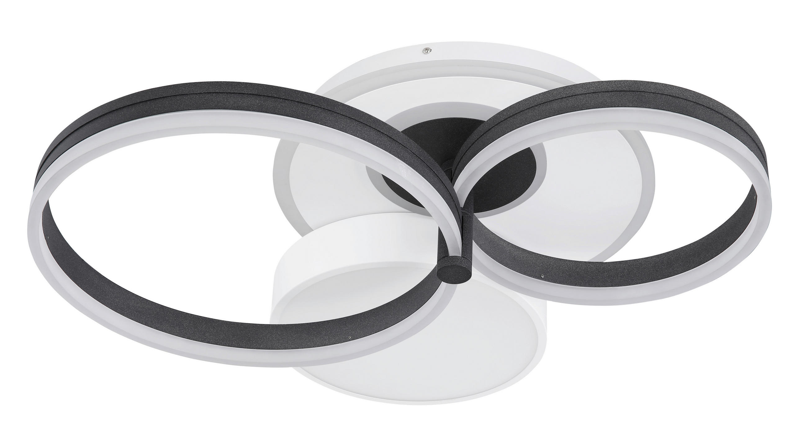 LED-DECKENLEUCHTE Tuya 69/59/16 cm   - Opal/Schwarz, Design, Kunststoff/Metall (69/59/16cm)