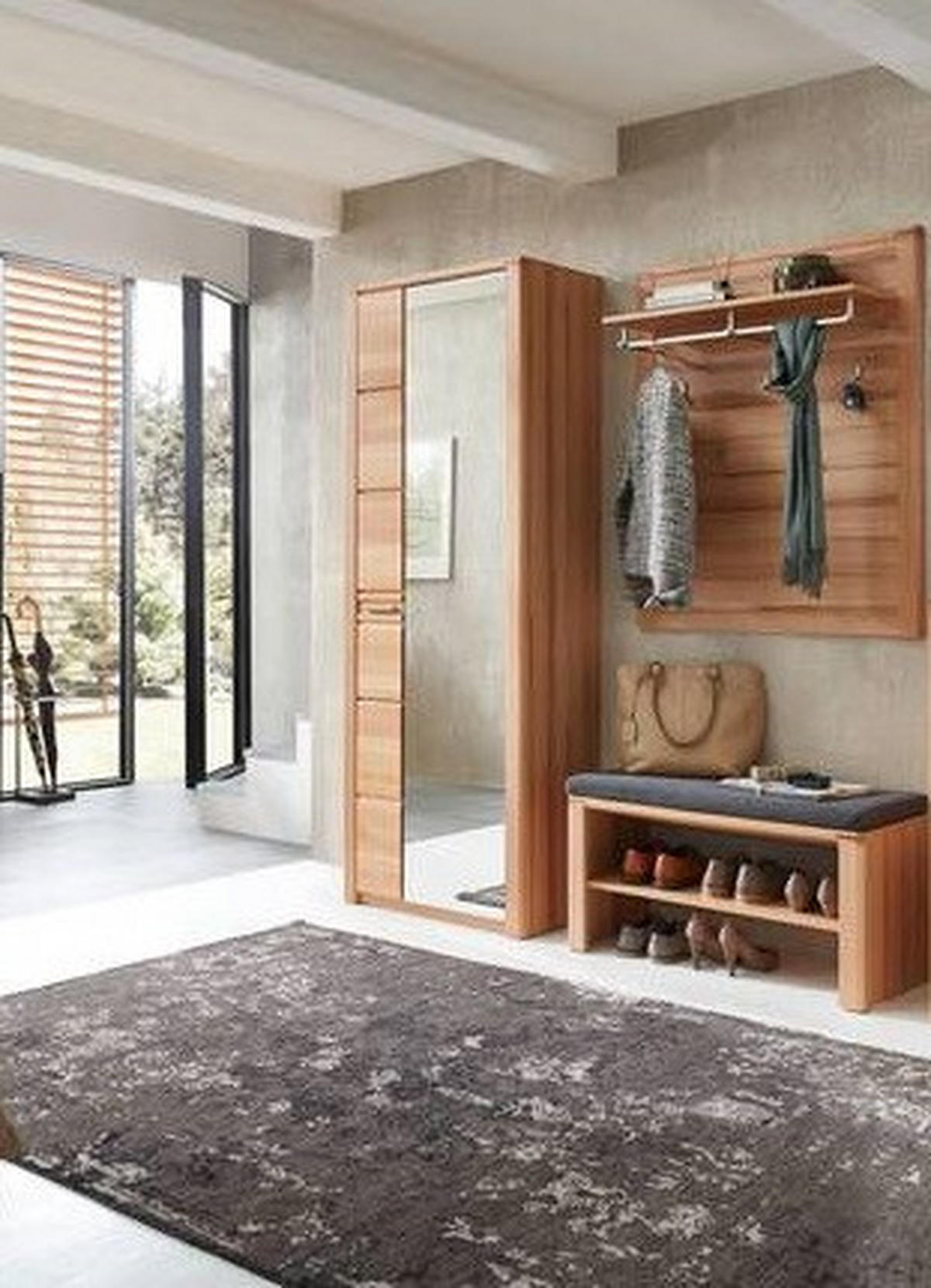 GARDEROBE 4-teilig  in 179/201/40 cm  - Buchefarben, Natur, Glas/Holzwerkstoff (179/201/40cm) - Linea Natura