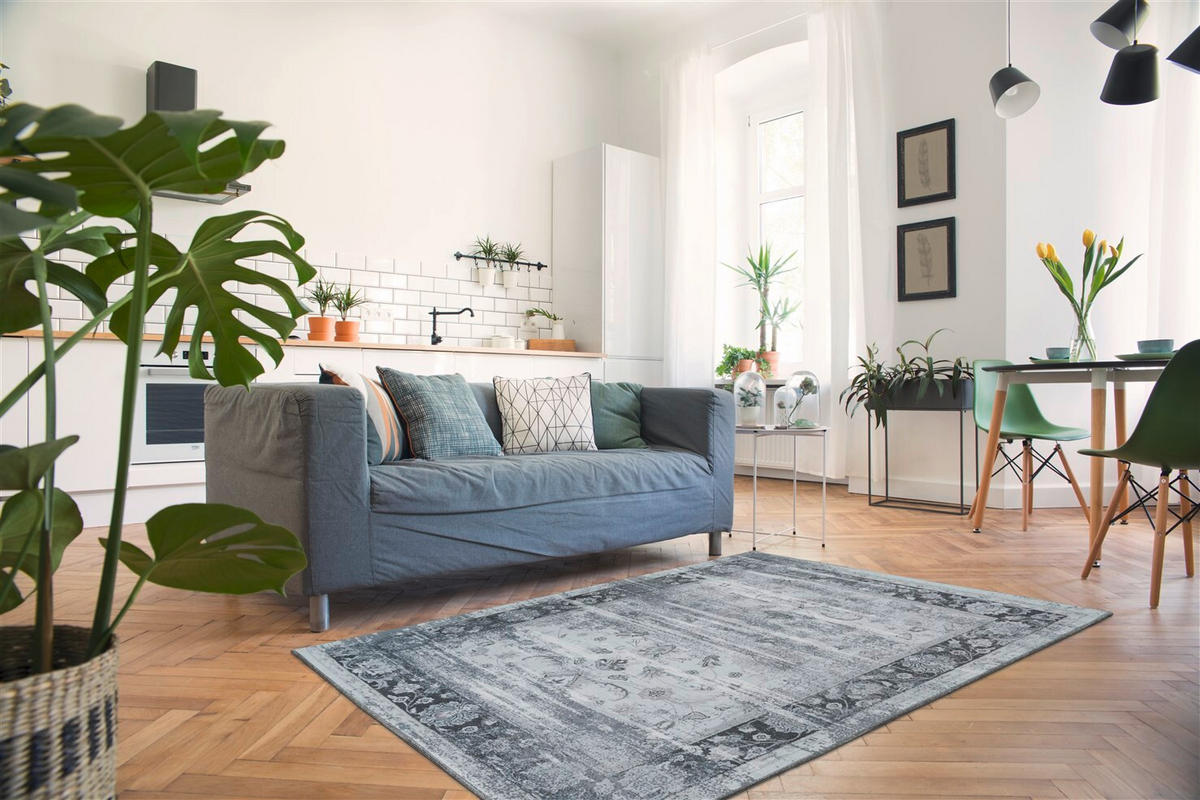 FLACHWEBETEPPICH 80/150 cm Galaxy 1225 Grau / Blau Grau, Blau  - Blau/Grau, Basics, Textil (80/150cm) - Novel