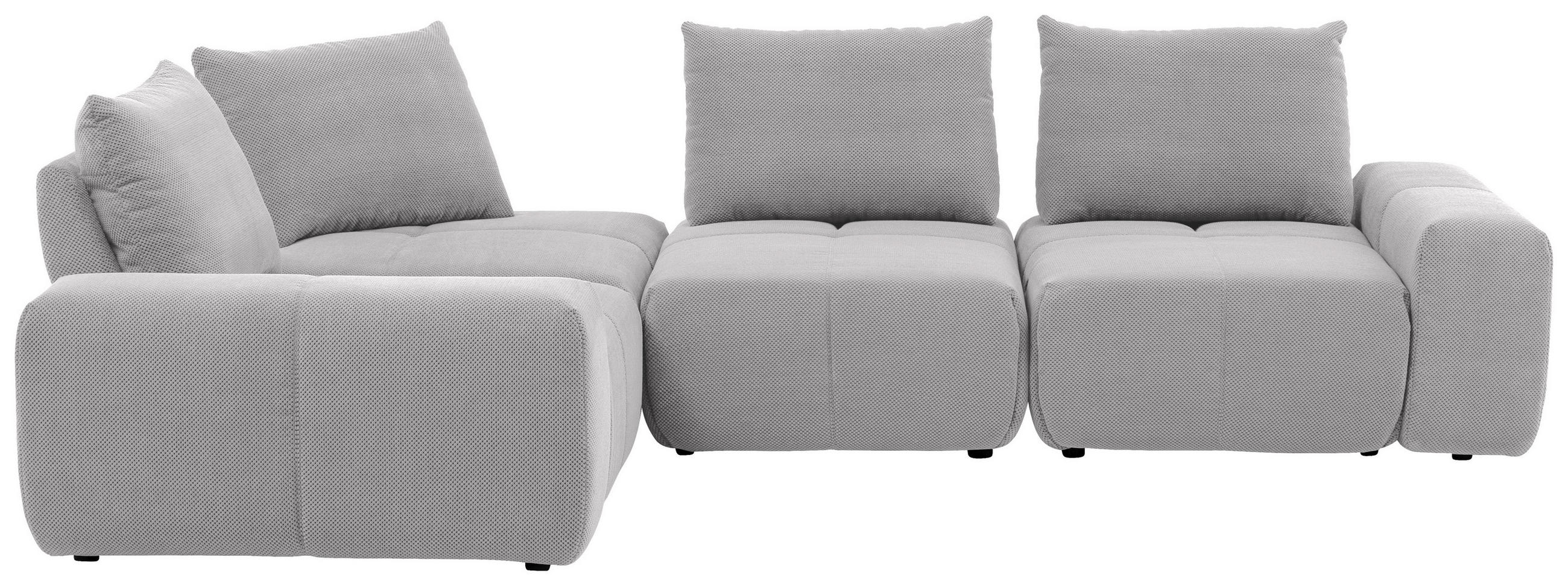 ECKSOFA in Velours Silberfarben - Silberfarben/Schwarz, Design, Kunststoff/Textil (236/326cm) - Xora