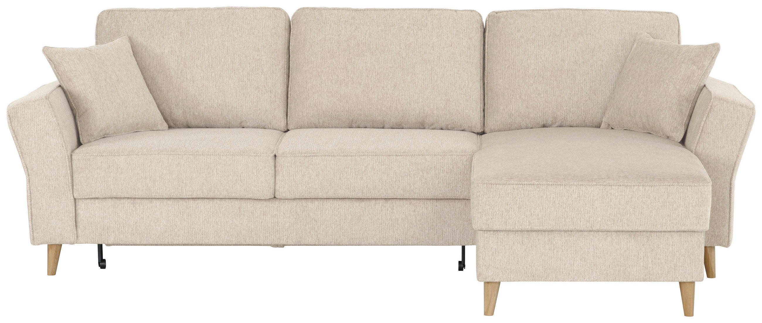 ECKSOFA Creme Flachgewebe  - Eichefarben/Creme, KONVENTIONELL, Holz/Textil (265/159cm) - Carryhome