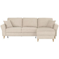 ECKSOFA in Flachgewebe Creme  - Eichefarben/Creme, Konventionell, Holz/Textil (265/159cm) - Carryhome