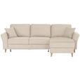 ECKSOFA in Flachgewebe Creme  - Eichefarben/Creme, KONVENTIONELL, Holz/Textil (265/159cm) - Carryhome