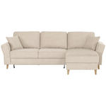 ECKSOFA Creme Flachgewebe  - Eichefarben/Creme, KONVENTIONELL, Holz/Textil (265/159cm) - Carryhome