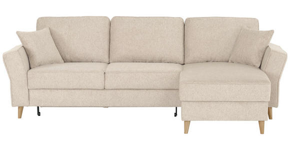 ECKSOFA in Flachgewebe Creme  - Eichefarben/Creme, KONVENTIONELL, Holz/Textil (265/159cm) - Carryhome