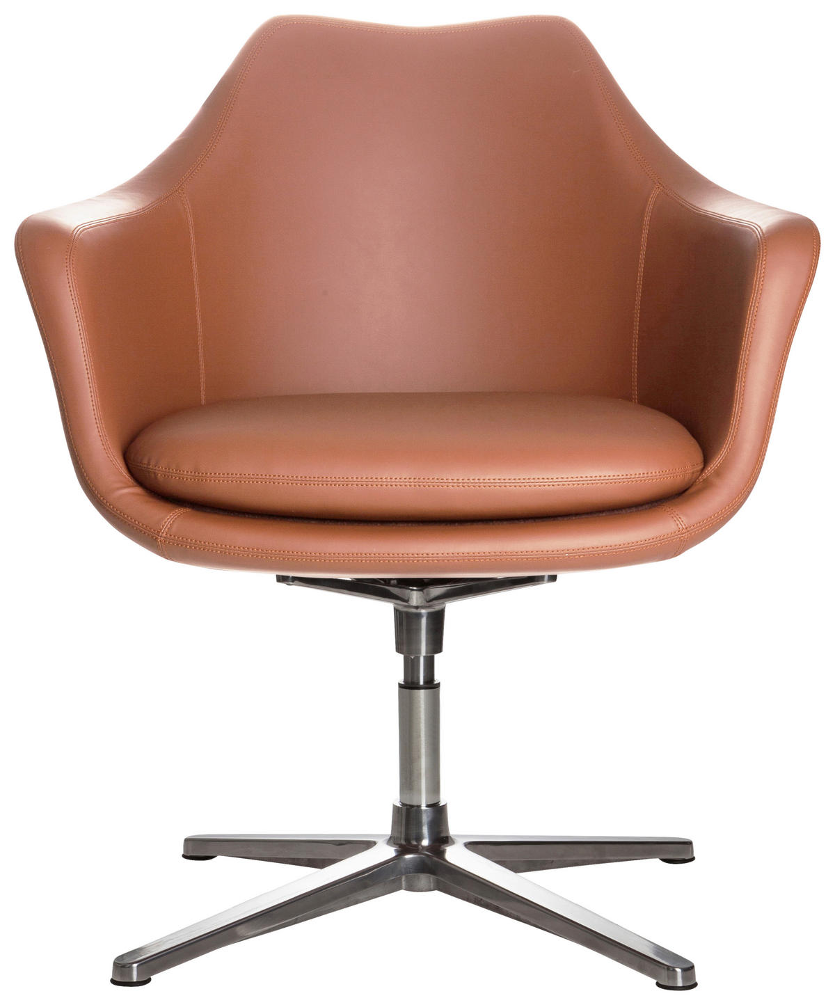 DREHSTUHL Lederlook Braun  - Silberfarben/Braun, Basics, Textil/Metall (67/85/63cm) - MID.YOU