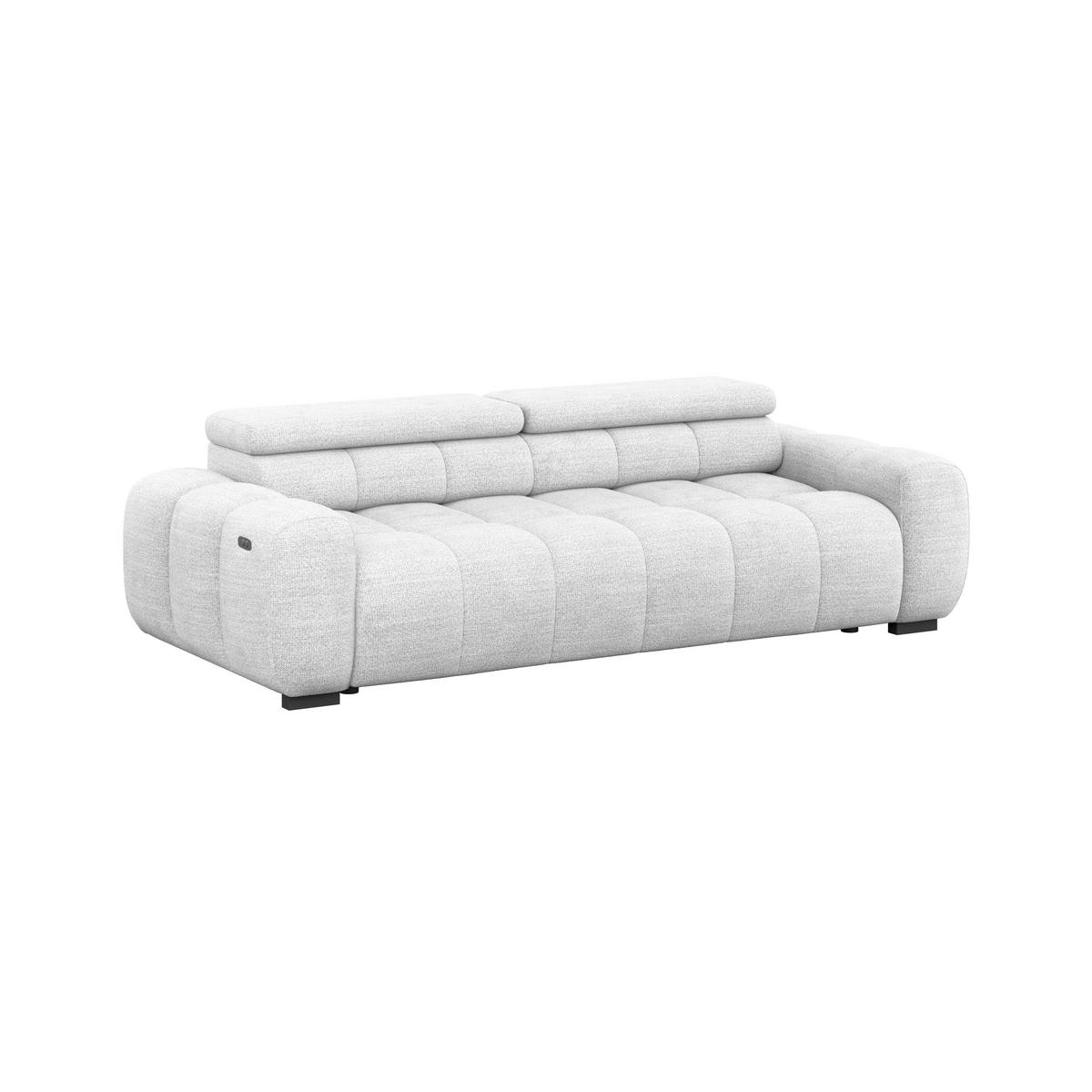 BIGSOFA inkl. mot. Funktion Webstoff Grauweiß  - Grauweiß/Schwarz, Design, Kunststoff/Textil (248/77-97/108cm) - Welnova