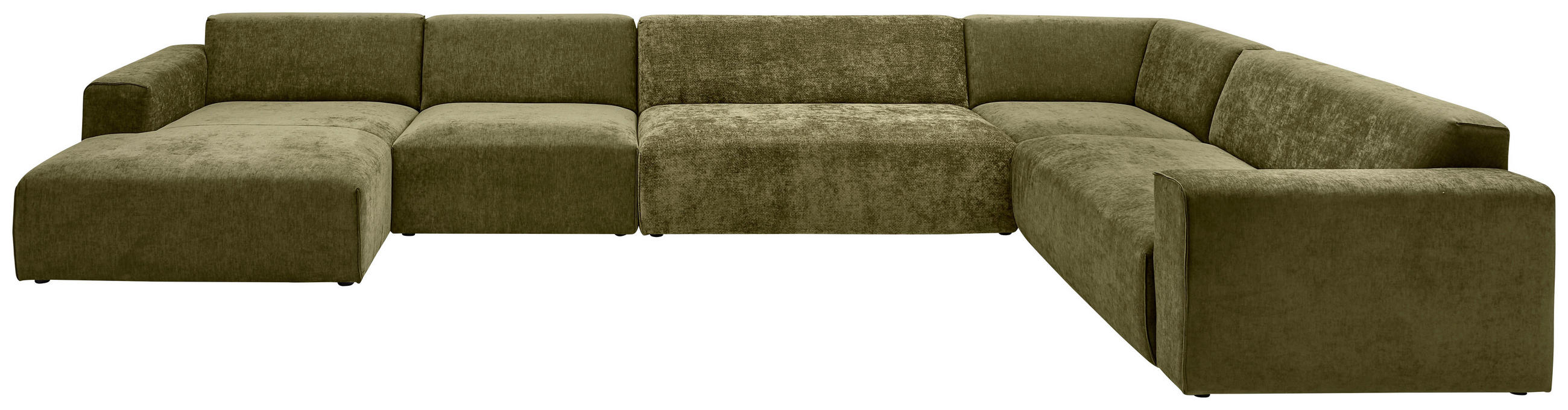WOHNLANDSCHAFT Dunkelgrün, Olivgrün Chenille  - Dunkelgrün/Schwarz, KONVENTIONELL, Kunststoff/Textil (165/452/267cm) - SetOne by Musterring