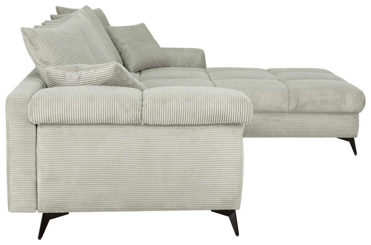 ECKSOFA Elfenbein Cord Rückenkissen, Armlehnenkissen, Rücken echt  - Elfenbein/Schwarz, KONVENTIONELL, Textil/Metall (332/231cm) - Carryhome