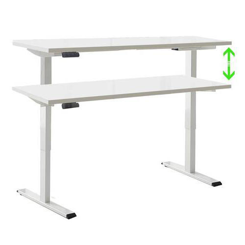 SCHREIBTISCH höhenverstellbar, Memoryschalter, USB-Anschlüsse - Weiß, MODERN, Holzwerkstoff/Metall (138/67/69-119cm) - MID.YOU