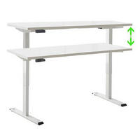 SCHREIBTISCH höhenverstellbar, Memoryschalter, USB-Anschlüsse  - Weiß, MODERN, Holzwerkstoff/Metall (138/67/69-119cm) - MID.YOU
