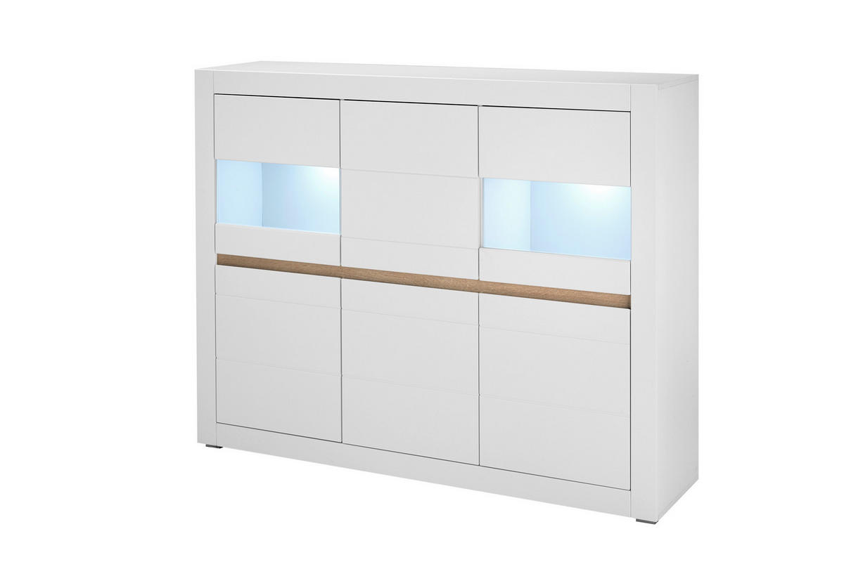 HIGHBOARD , 165/132/42 cm,  - Eichefarben/Silberfarben, Design, Holzwerkstoff/Kunststoff (165/132/42cm) - MID.YOU