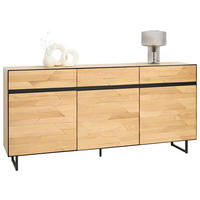 SIDEBOARD Schwarz, Wildeiche  180/90/42 cm  - Wildeiche/Schwarz, Natur, Holz/Holzwerkstoff (180/90/42cm) - Linea Natura