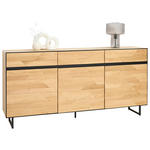 SIDEBOARD Schwarz, Wildeiche  180/90/42 cm  - Wildeiche/Schwarz, Natur, Holz/Holzwerkstoff (180/90/42cm) - Linea Natura