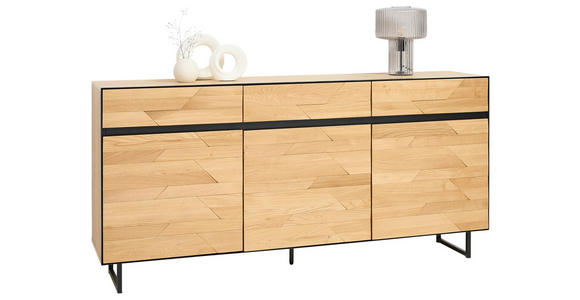 SIDEBOARD Schwarz, Wildeiche  180/90/42 cm  - Wildeiche/Schwarz, Natur, Holz/Holzwerkstoff (180/90/42cm) - Linea Natura