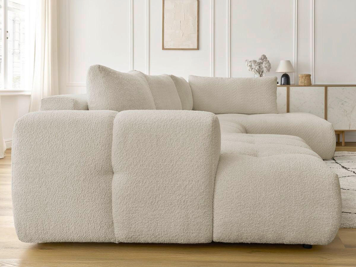 WOHNLANDSCHAFT  FUJI  Beige Bouclé  - Beige/Schwarz, MODERN, Kunststoff/Textil (160/377/204cm)