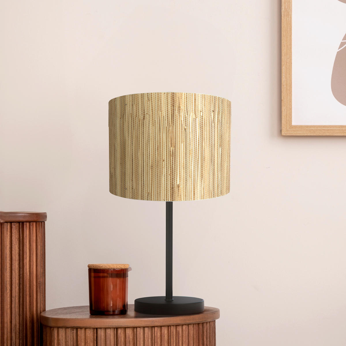 TISCHLEUCHTE Meadow 20/37 cm   - Hellbraun/Schwarz, Natur, Naturmaterialien/Metall (20/37cm) - Searchlight