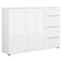 SIDEBOARD Style  in 135/99/40 cm  - Chromfarben/Weiß Hochglanz, Basics, Glas/Holzwerkstoff (135/99/40cm)