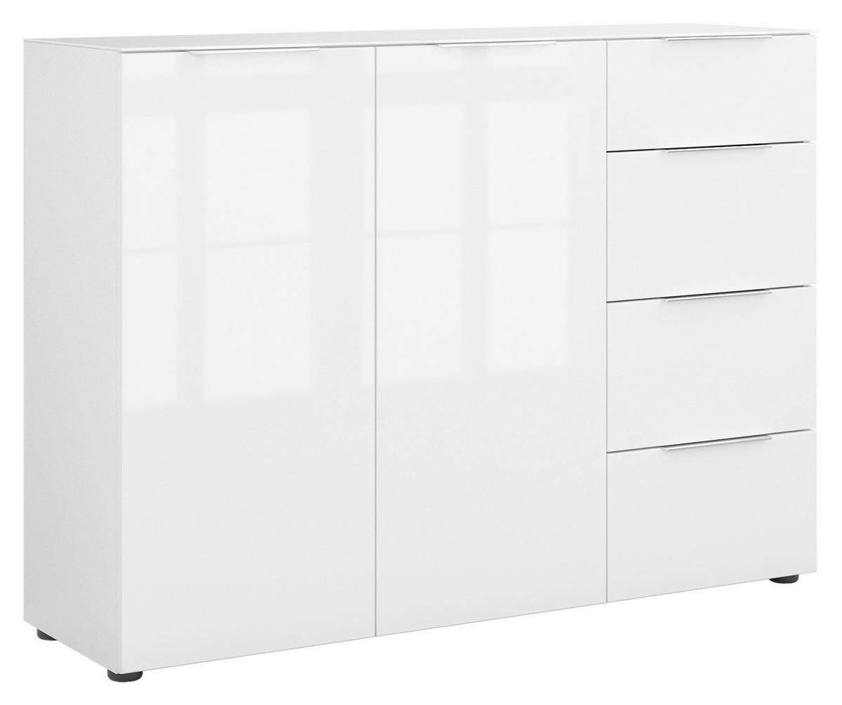 SIDEBOARD Style  in 135/99/40 cm  - Chromfarben/Weiß Hochglanz, Basics, Glas/Holzwerkstoff (135/99/40cm)