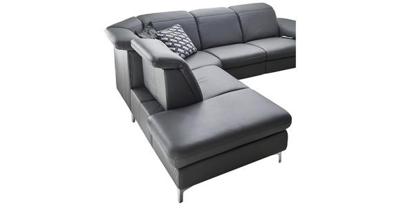 ECKSOFA Anthrazit Echtleder  - Chromfarben/Anthrazit, KONVENTIONELL, Leder/Metall (242/289cm) - Cantus