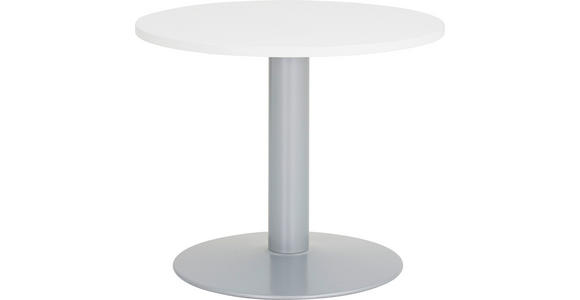 KONFERENZTISCH 90/90/72 cm  in Weiß  - Alufarben/Weiß, Design, Holzwerkstoff/Metall (90/90/72cm) - Moderano