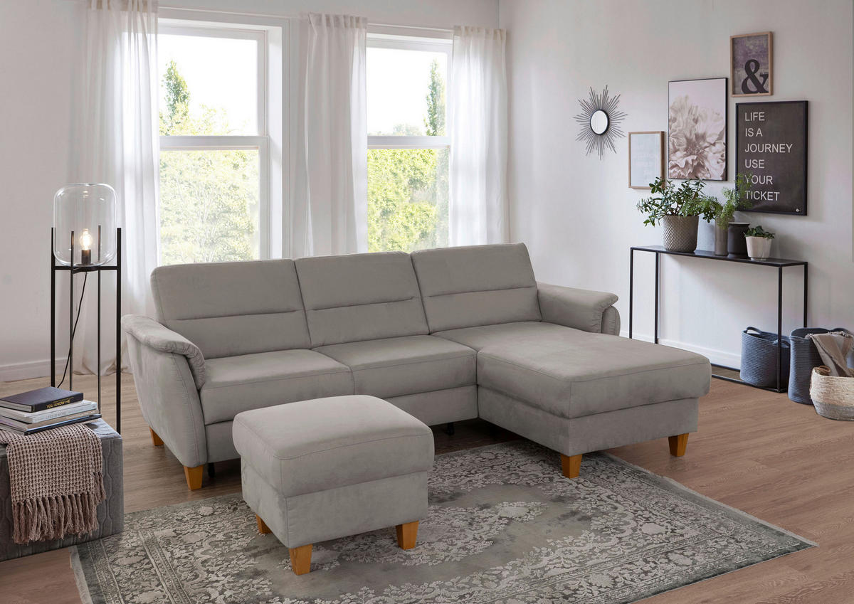 HOCKER in Textil Anthrazit  - Eichefarben/Anthrazit, Konventionell, Holz/Textil (58/48/58cm) - Sit & More