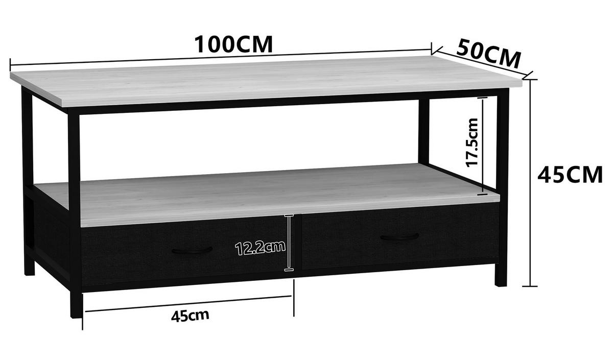 COUCHTISCH in Holzwerkstoff 100/50/45 cm  - Honigeiche/Schwarz, Design, Holzwerkstoff/Kunststoff (100/50/45cm) - MID.YOU