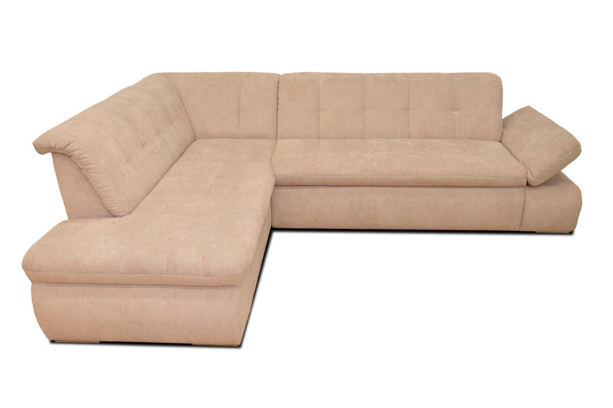 ECKSOFA in Mikrofaser Beige  216/273 cm  - Chromfarben/Beige, KONVENTIONELL, Textil/Metall (216/273cm) - MID.YOU