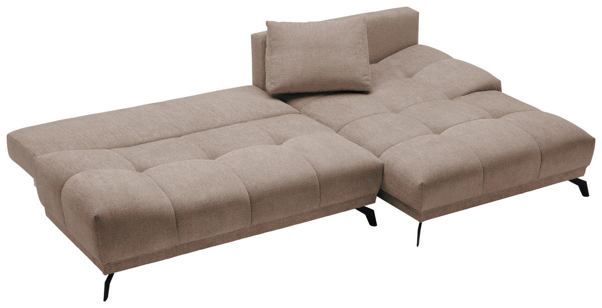 ECKSOFA in Chenille Hellbraun  - Hellbraun/Schwarz, Modern, Textil/Metall (290/182cm) - Hom`in
