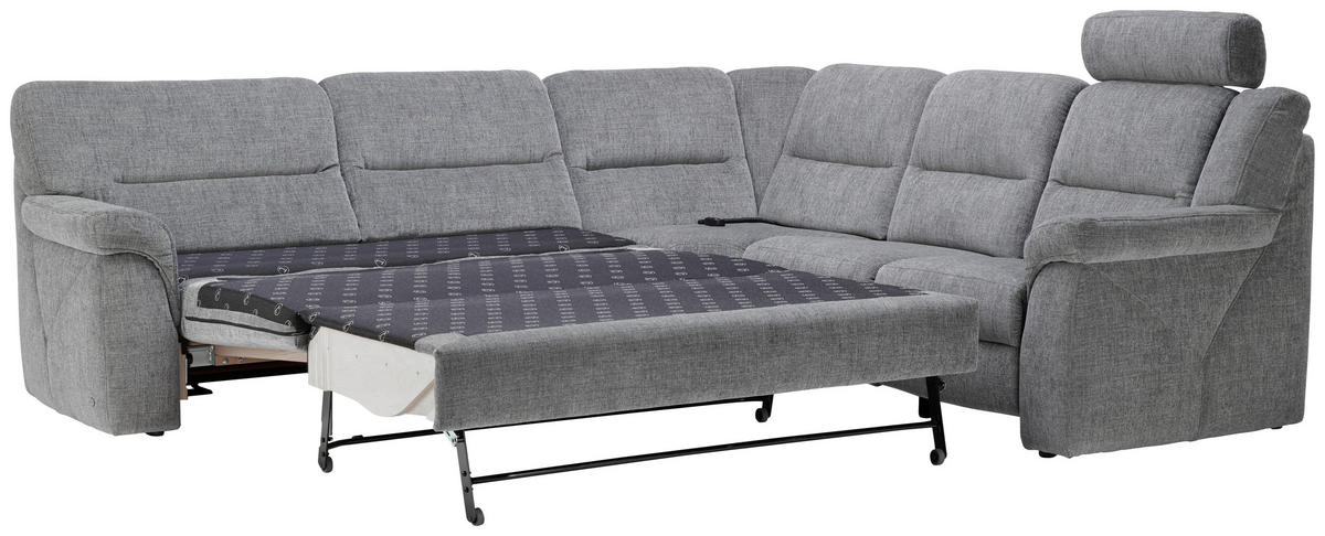 ECKSOFA in Chenille Grau  282/252 cm  - Schwarz/Grau, KONVENTIONELL, Kunststoff/Textil (282/252cm) - Himolla