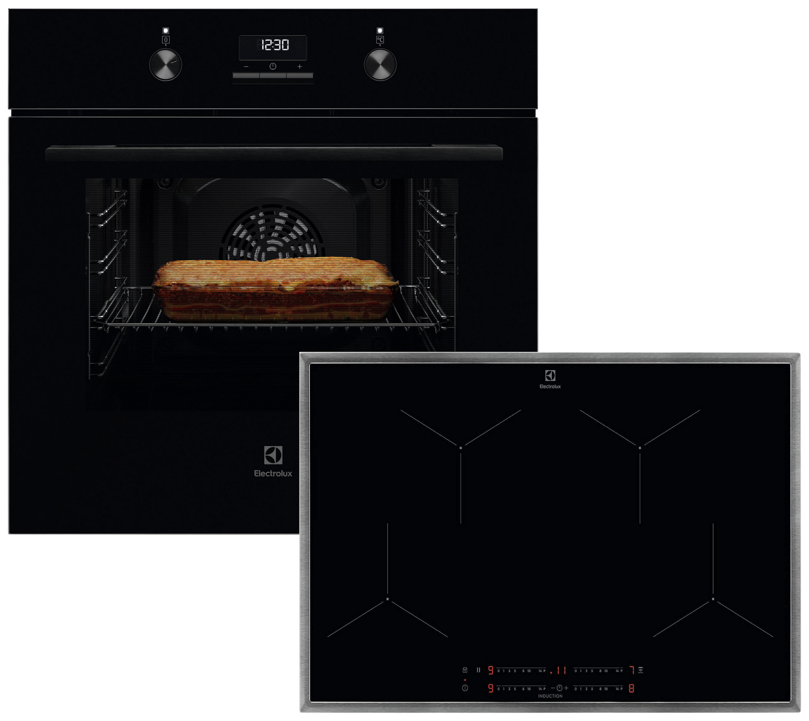 BACKOFENSET ELXB5K  - Edelstahlfarben/Schwarz, Basics, Glas/Metall (59,5/59,4/54,8cm) - Electrolux