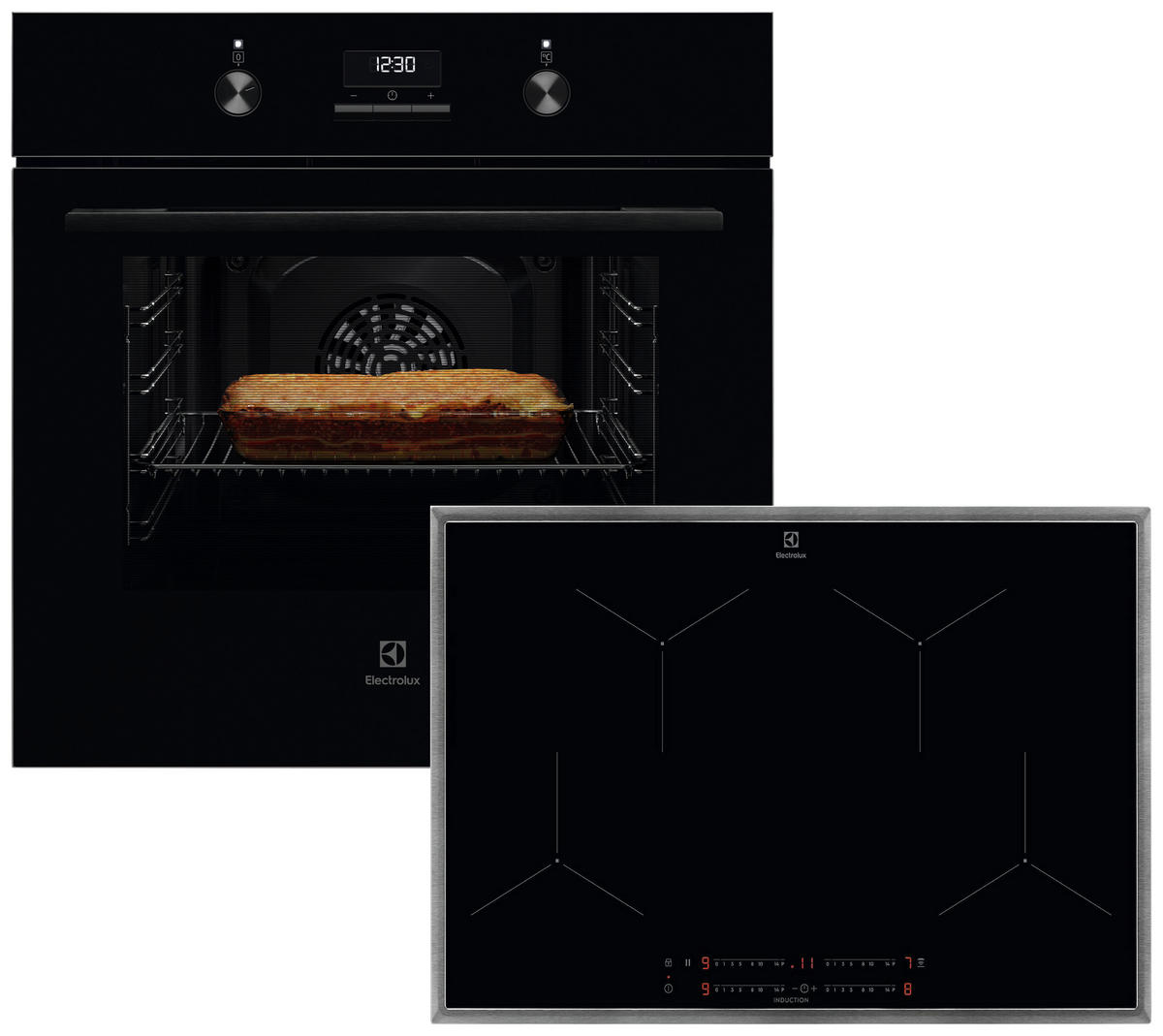 BACKOFENSET ELXB5K  - Edelstahlfarben/Schwarz, Basics, Glas/Metall (59,5/59,4/54,8cm) - Electrolux