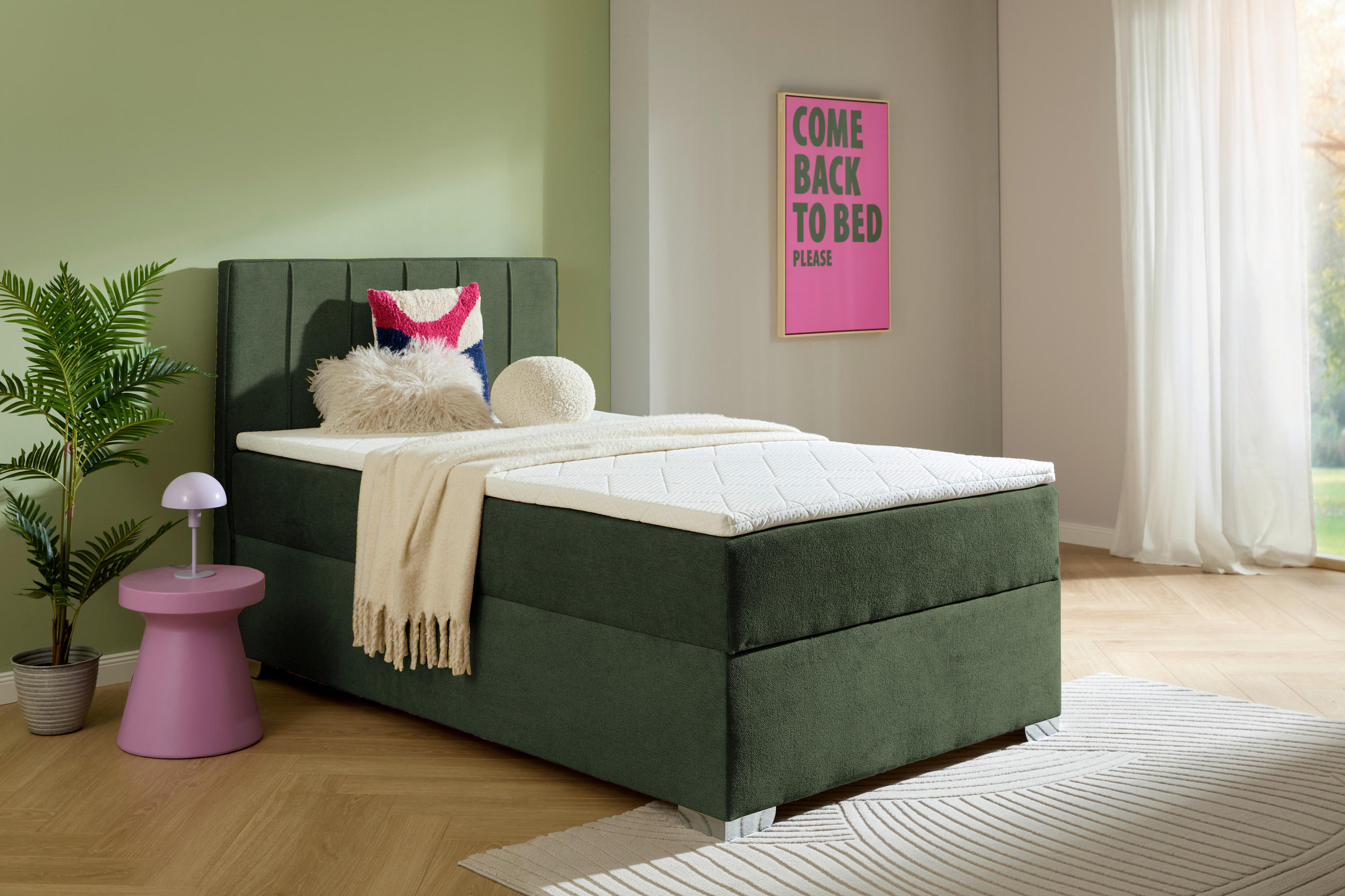 BOXBETT 120/200 cm  in Dunkelgrün  - Chromfarben/Dunkelgrün, Trend, Kunststoff/Textil (120/200cm) - Boxxx