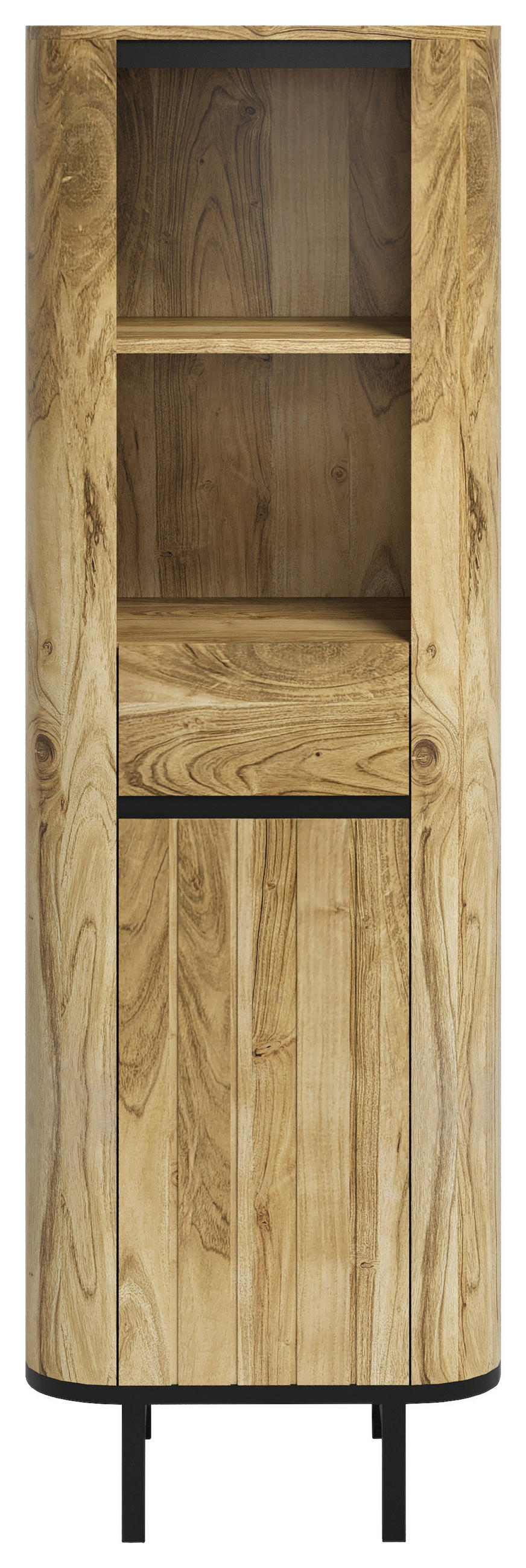 HOCHSCHRANK 51/160/42 cm  - Schwarz/Naturfarben, Natur, Holz/Metall (51/160/42cm) - Livetastic