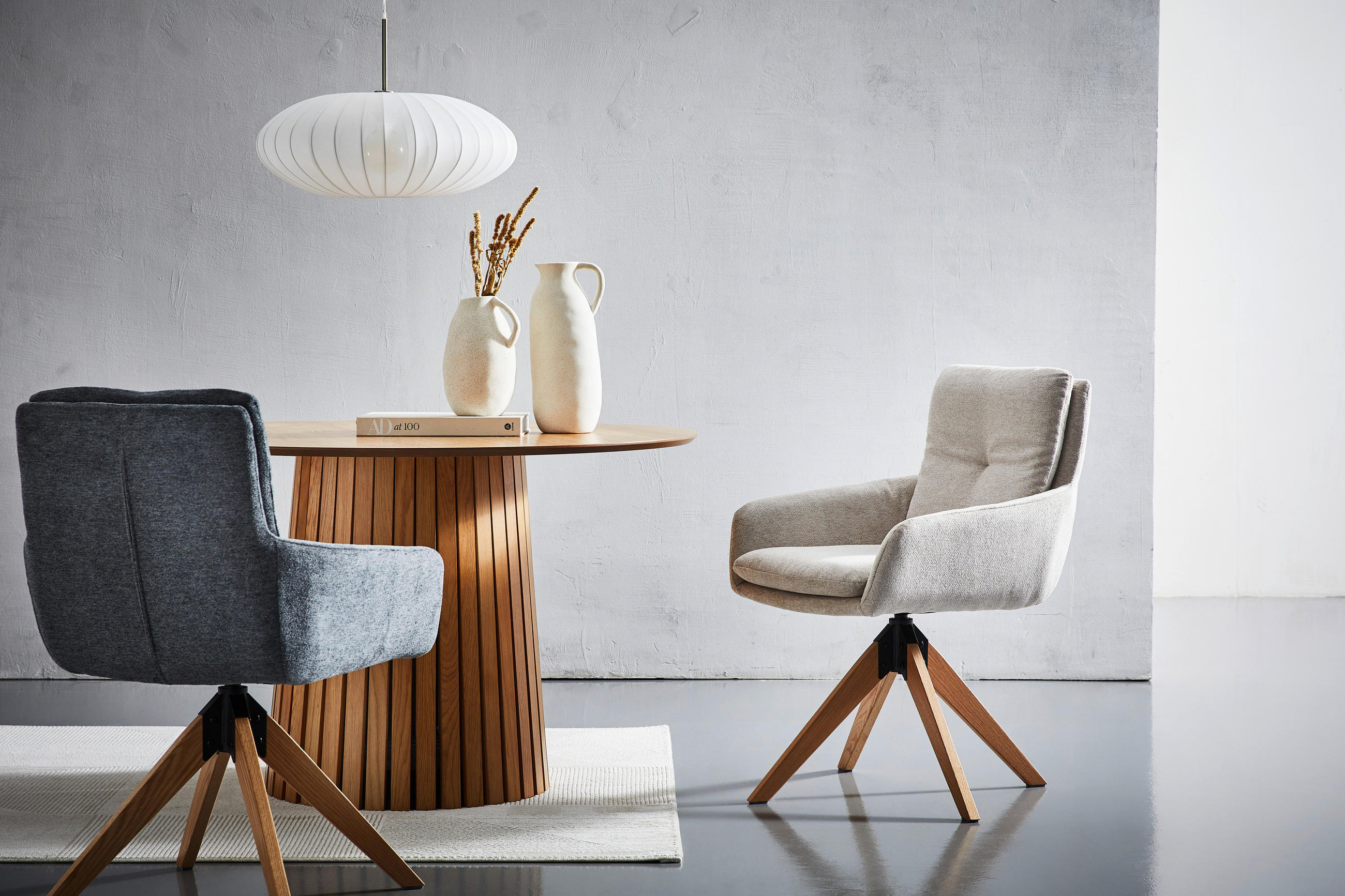 ARMLEHNSTUHL  in Eisen Samt  - Eichefarben/Grau, MODERN, Holz/Textil (59/91/65cm) - Livetastic